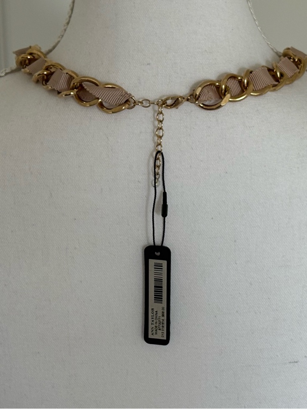 Ann Taylor Gold-Tone Crystal Necklace with Blush Ribbon - Picture 5 of 6